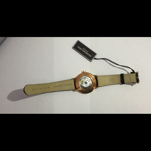 Mens Maestro Raymond Weil Rose Gold Case Blk band - Picture 3 of 4